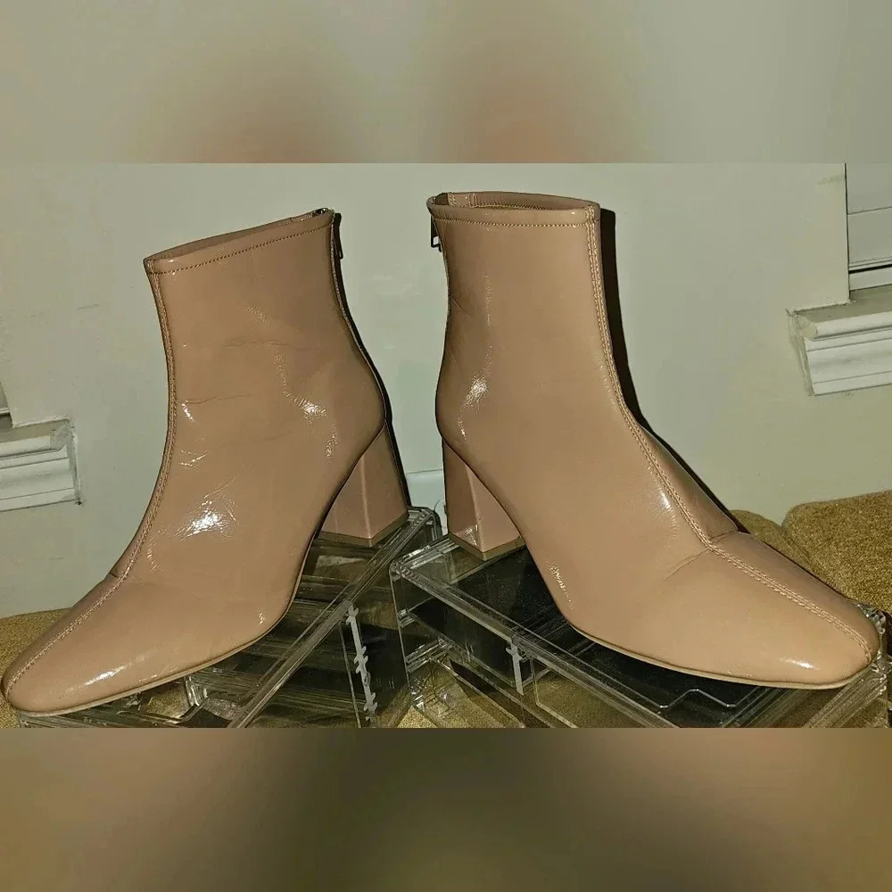 Patent leather nude 8.5 ankle boots.